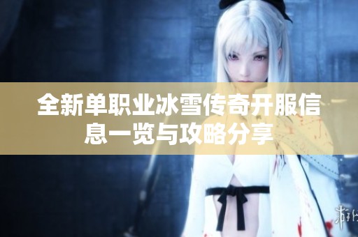 全新单职业冰雪传奇开服信息一览与攻略分享
